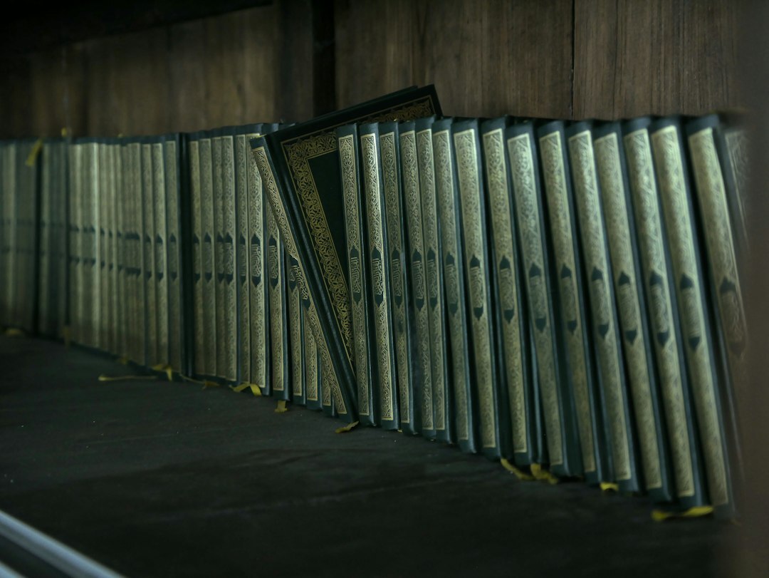 Newspaper archive room with rows of bound volumes