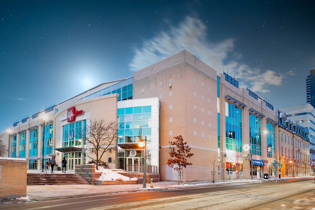 Modern insurance company headquarters glass facade