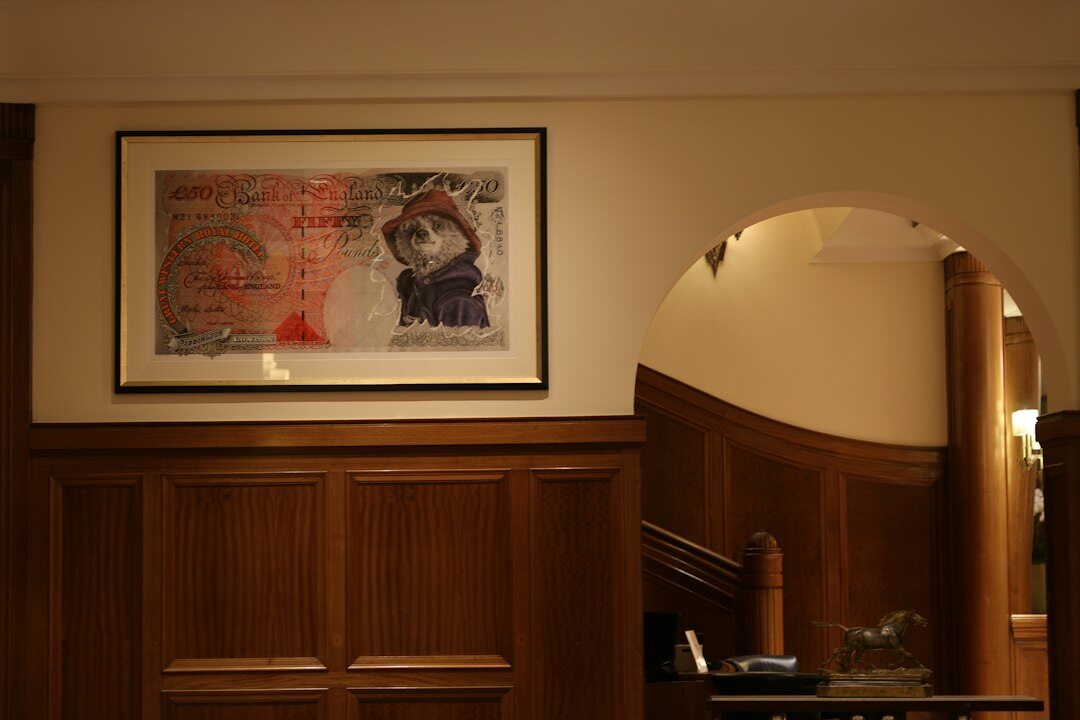 Marble lobby interior of a financial institution